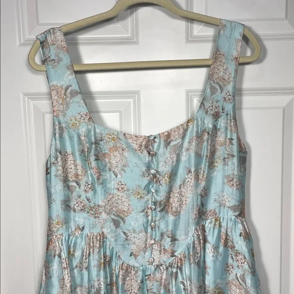 Lulus Darling Adoration Floral Midi DressSz  XL Pockets Square Neck Basque Waist - Picture 3 of 16